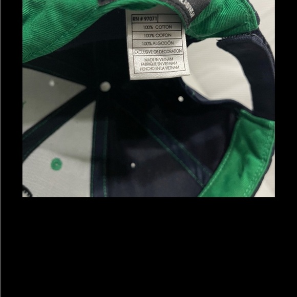 Notre Dame large clover logo baseball cap Adult size. Navy and green. - Picture 6 of 8